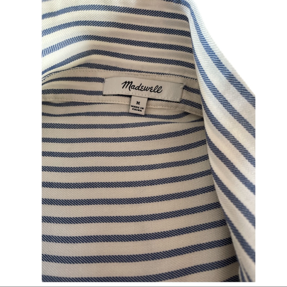 SOLD-Madewell Central Shirt in Navy/cream Ballard Stripe - Picture 5 of 11
